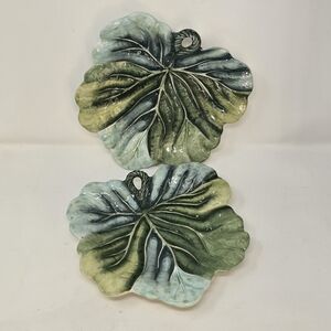 Fitz and Floyd caprese market  leaf plate candy dish home decor ceramic set of 2